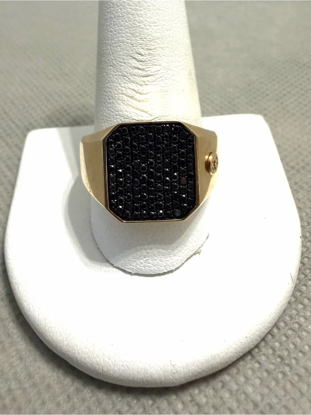 Men's Effy 14K Yellow Gold Black Diamond Signet Ring